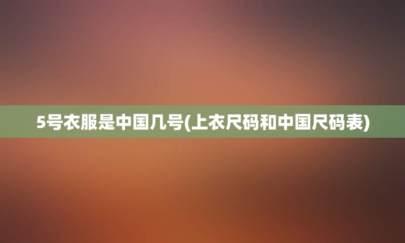5号衣服是中国几号(上衣尺码和中国尺码表)