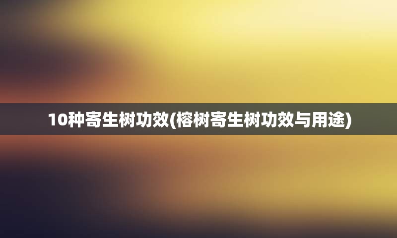 10种寄生树功效(榕树寄生树功效与用途)