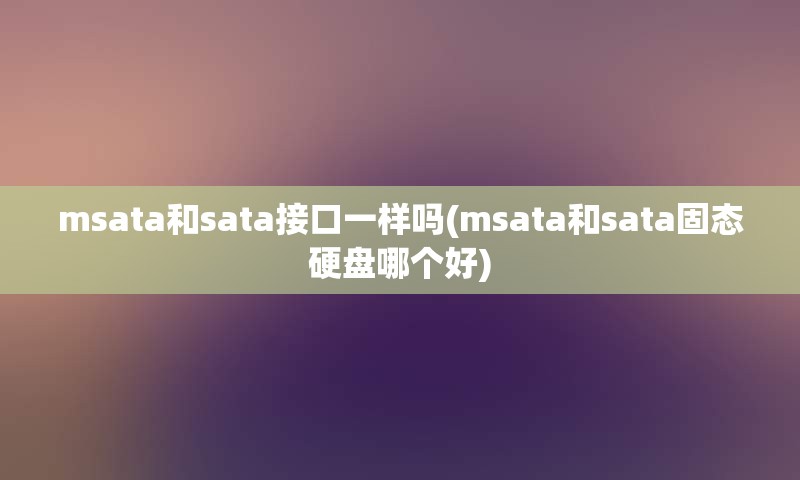 msata和sata接口一样吗(msata和sata固态硬盘哪个好)