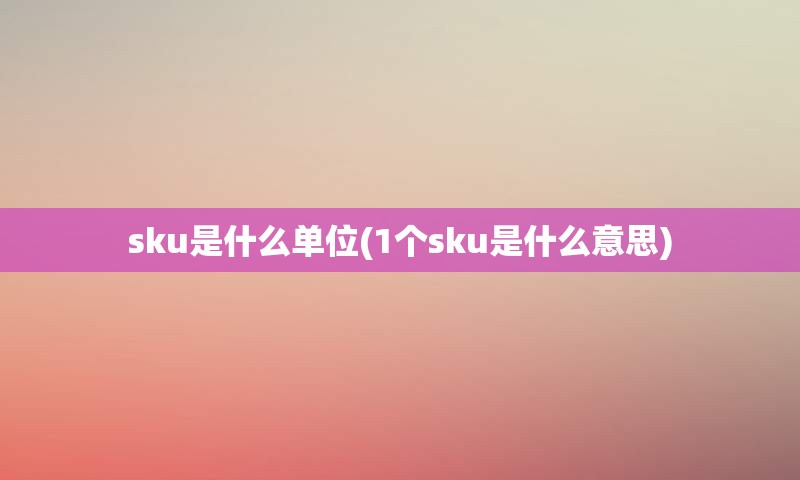 sku是什么单位(1个sku是什么意思)
