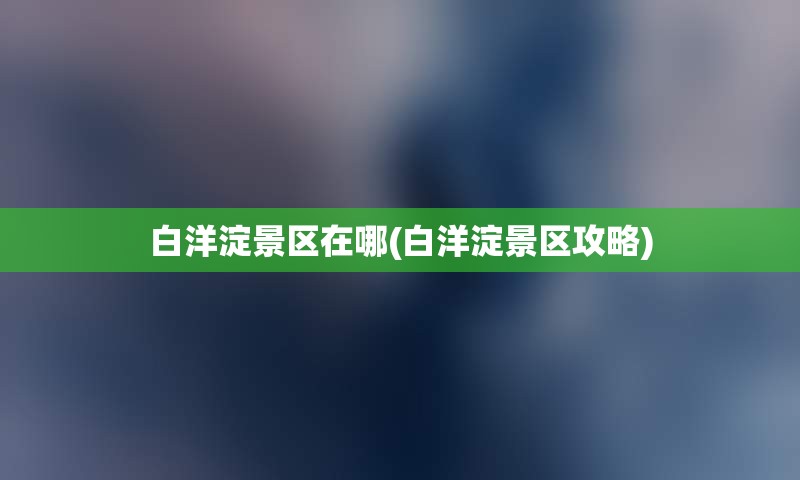 白洋淀景区在哪(白洋淀景区攻略)