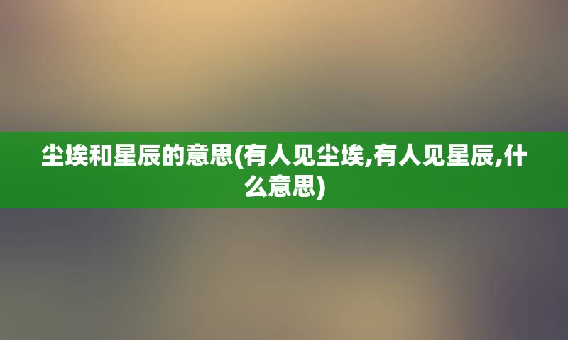 尘埃和星辰的意思(有人见尘埃,有人见星辰,什么意思)