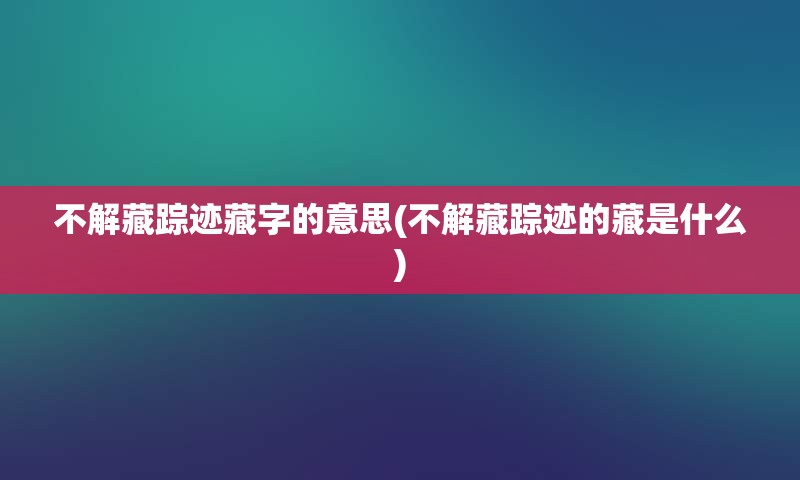 不解藏踪迹藏字的意思(不解藏踪迹的藏是什么)