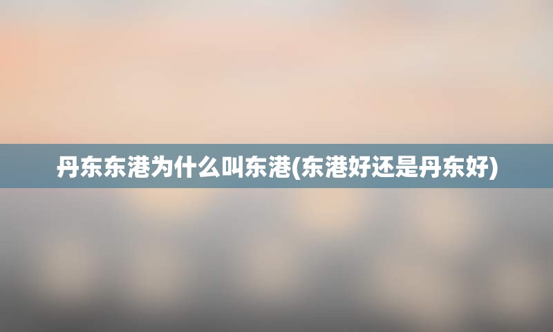 丹东东港为什么叫东港(东港好还是丹东好)