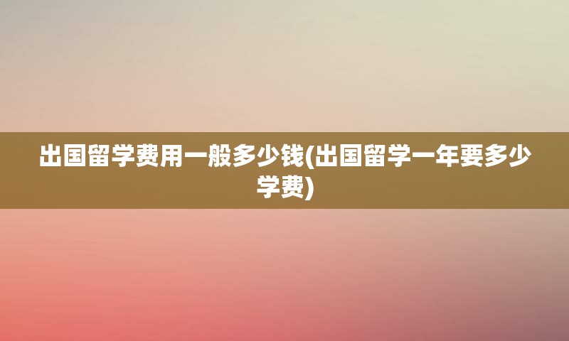 出国留学费用一般多少钱(出国留学一年要多少学费)