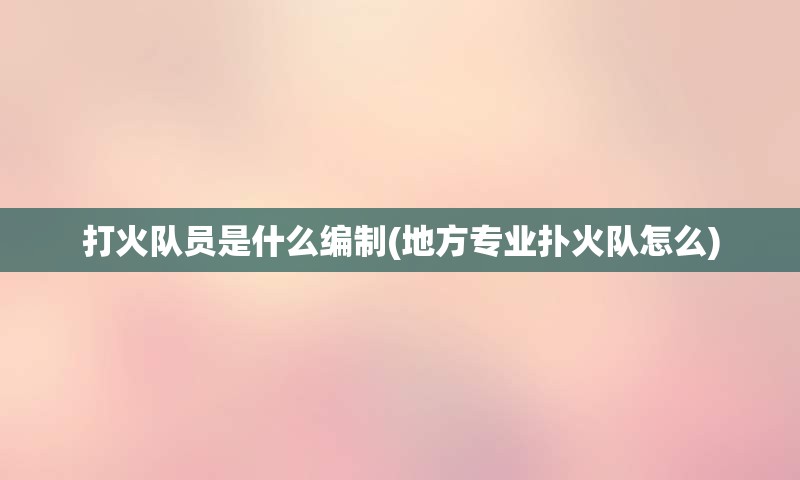 打火队员是什么编制(地方专业扑火队怎么)