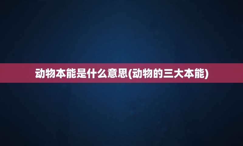 动物本能是什么意思(动物的三大本能)