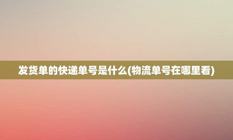 发货单的快递单号是什么(物流单号在哪里看)