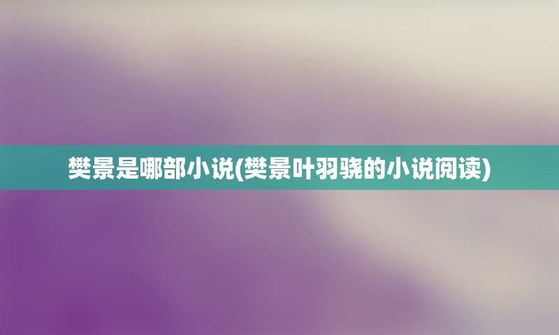 樊景是哪部小说(樊景叶羽骁的小说阅读)