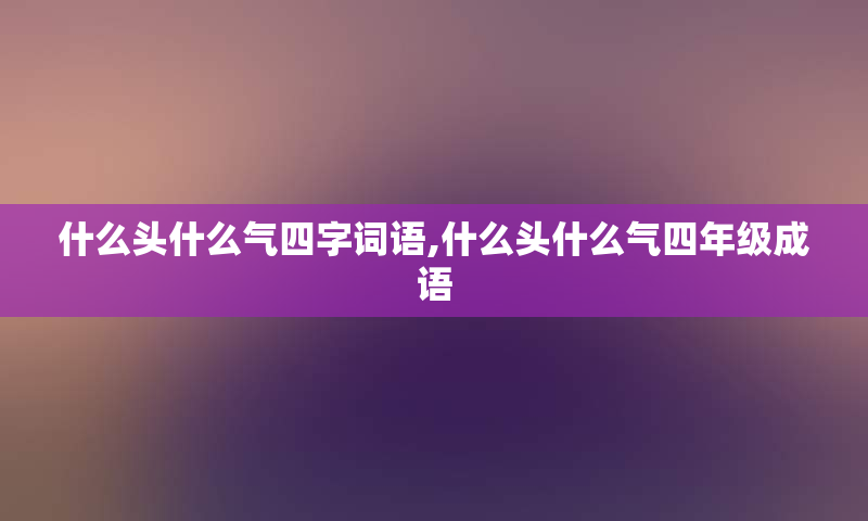 什么头什么气四字词语,什么头什么气四年级成语