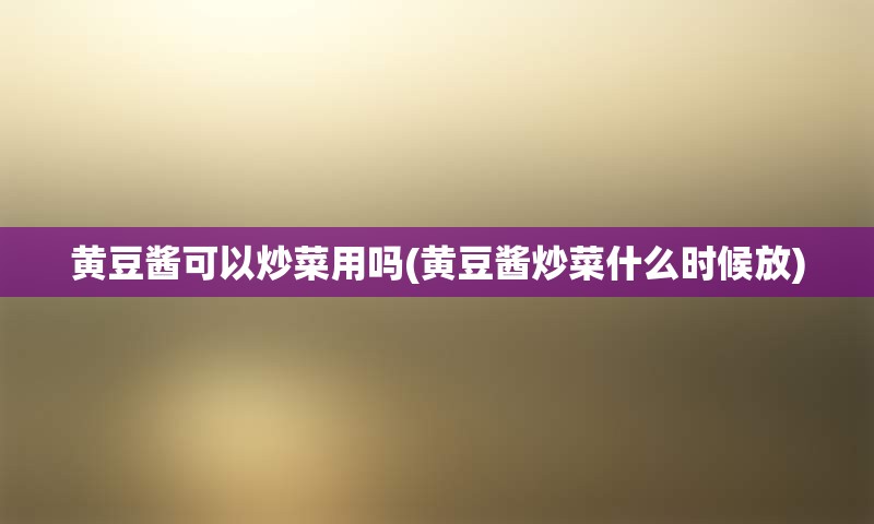 黄豆酱可以炒菜用吗(黄豆酱炒菜什么时候放)