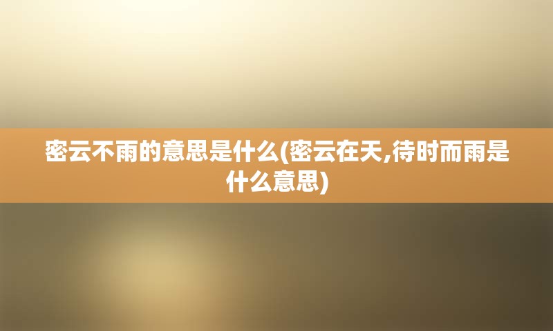 密云不雨的意思是什么(密云在天,待时而雨是什么意思)