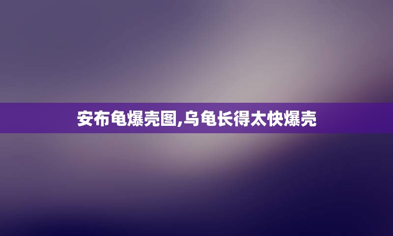 安布龟爆壳图,乌龟长得太快爆壳