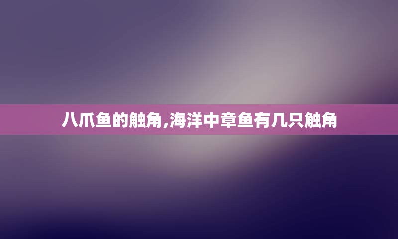 八爪鱼的触角,海洋中章鱼有几只触角