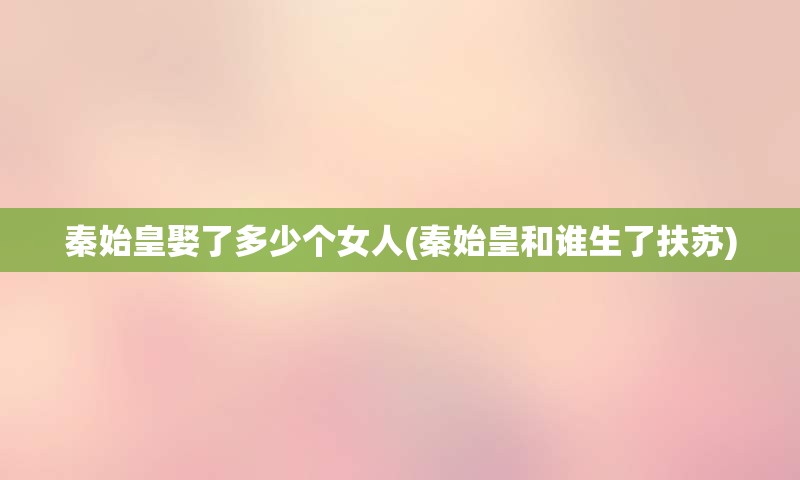 秦始皇娶了多少个女人(秦始皇和谁生了扶苏)