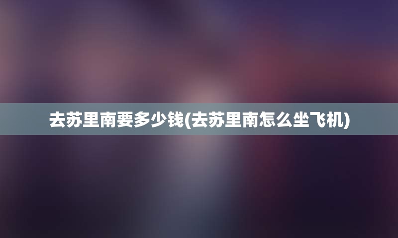 去苏里南要多少钱(去苏里南怎么坐飞机)