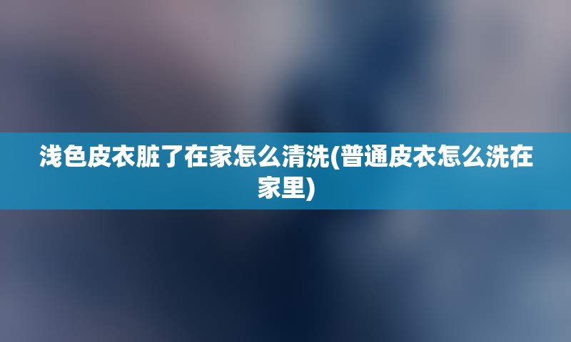 浅色皮衣脏了在家怎么清洗(普通皮衣怎么洗在家里)