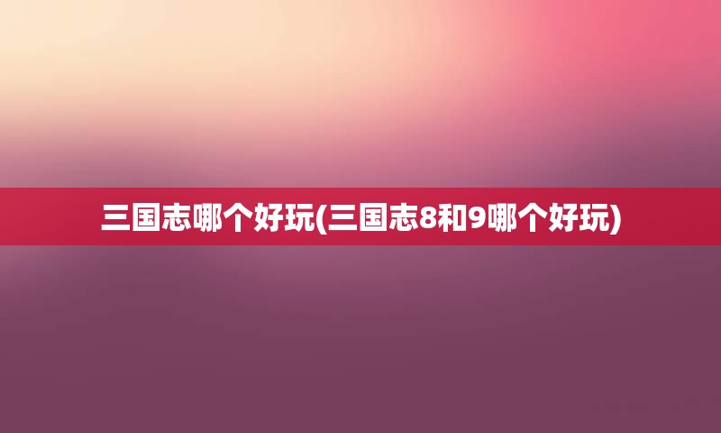 三国志哪个好玩(三国志8和9哪个好玩)