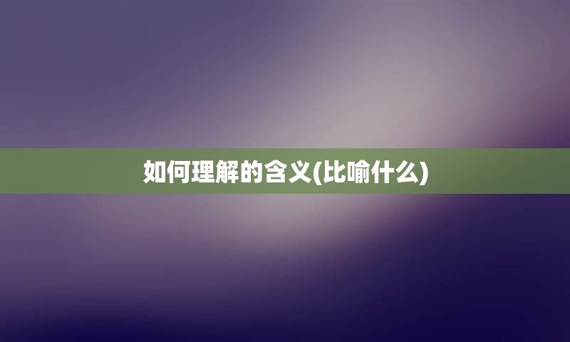 如何理解的含义(比喻什么)