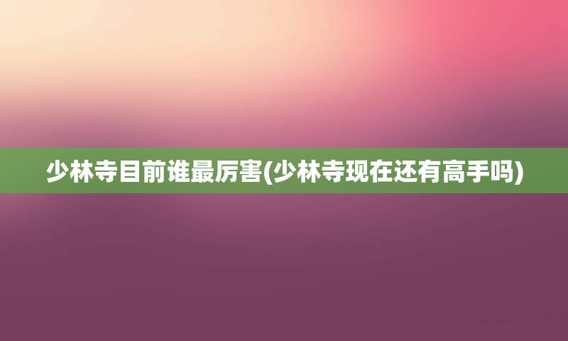 少林寺目前谁最厉害(少林寺现在还有高手吗)