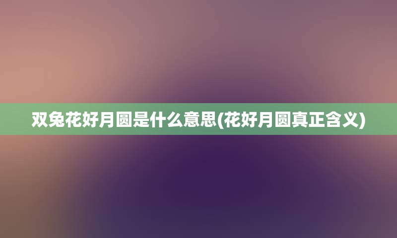 双兔花好月圆是什么意思(花好月圆真正含义)