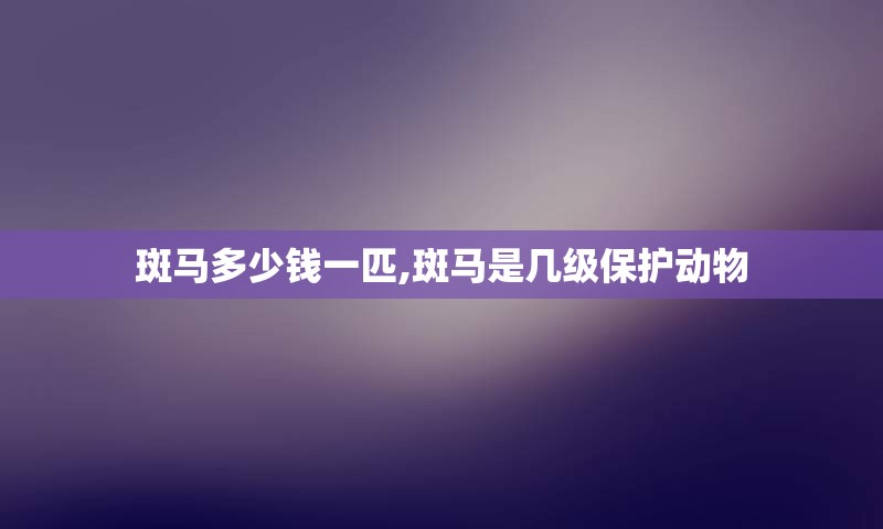 斑马多少钱一匹,斑马是几级保护动物