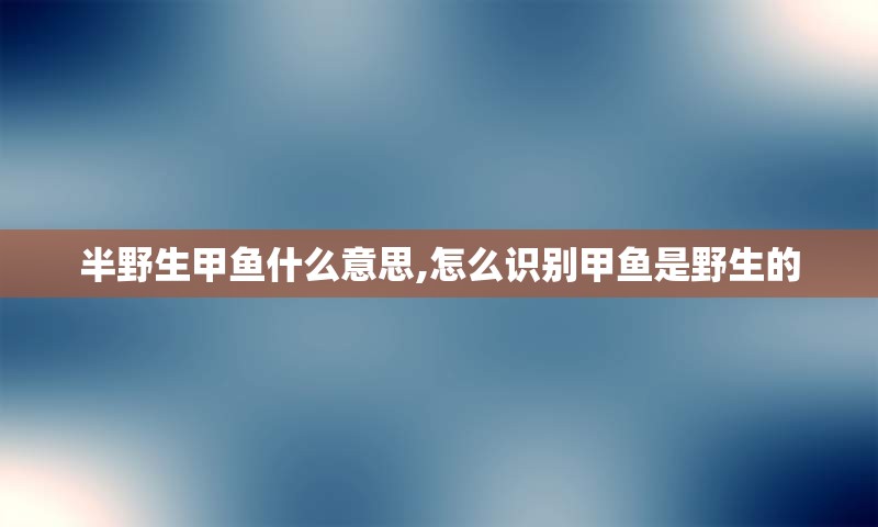 半野生甲鱼什么意思,怎么识别甲鱼是野生的