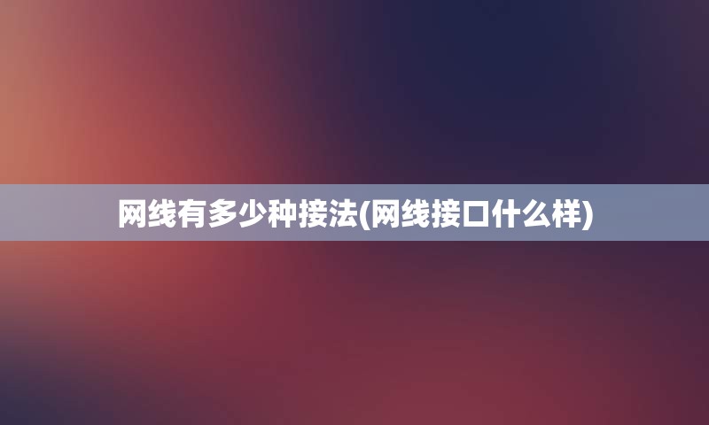 网线有多少种接法(网线接口什么样)