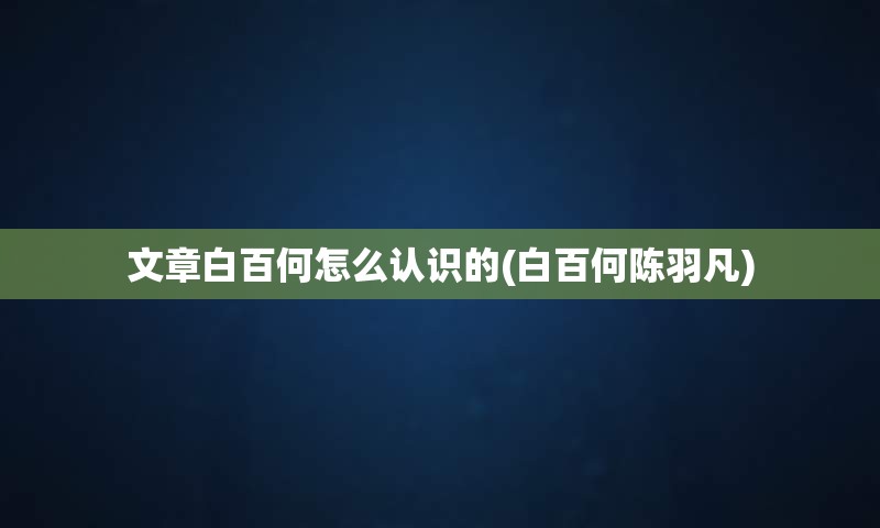 文章白百何怎么认识的(白百何陈羽凡)