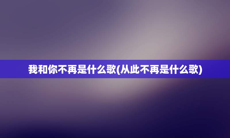 我和你不再是什么歌(从此不再是什么歌)