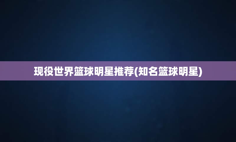 现役世界篮球明星推荐(知名篮球明星)