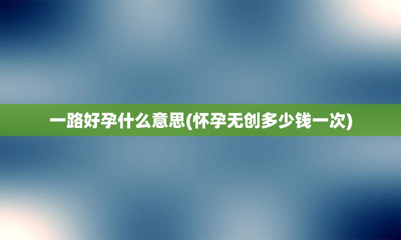 一路好孕什么意思(怀孕无创多少钱一次)