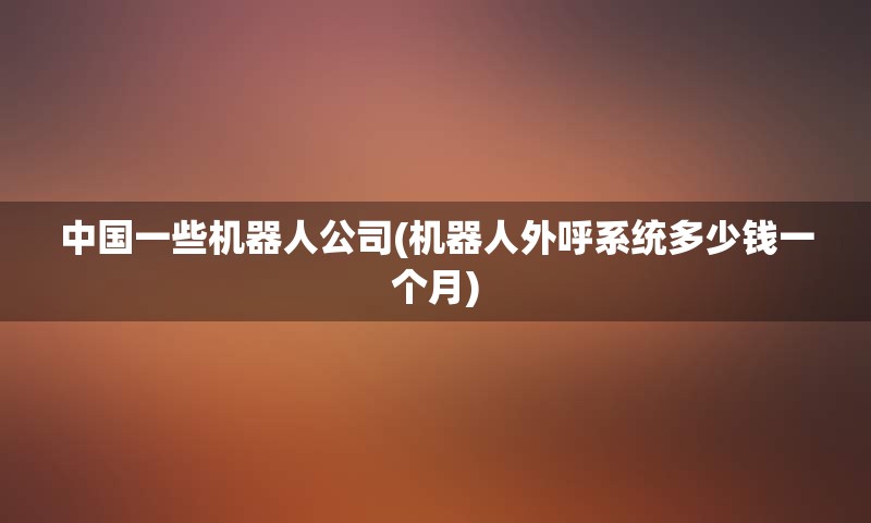 中国一些机器人公司(机器人外呼系统多少钱一个月)