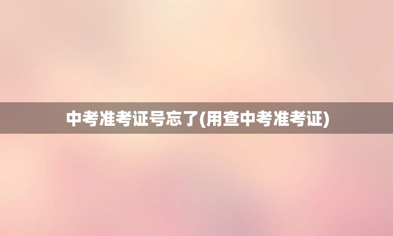 中考准考证号忘了(用查中考准考证)