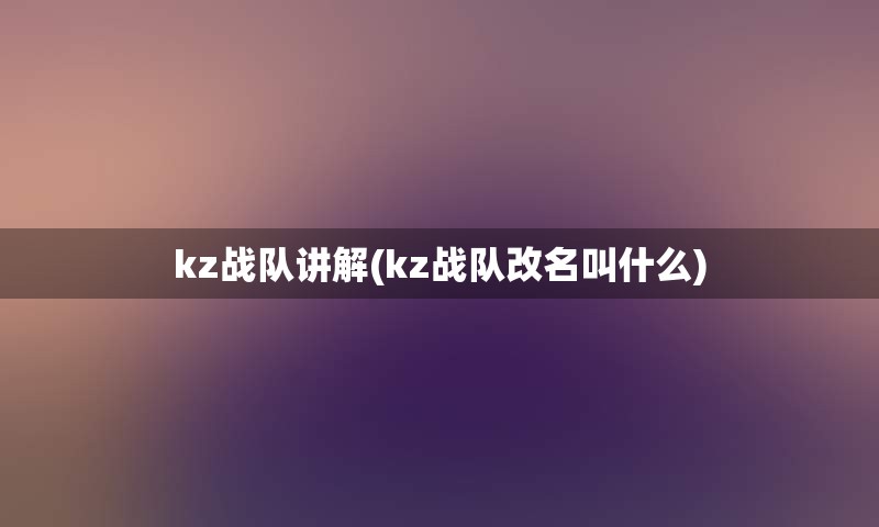 kz战队讲解(kz战队改名叫什么)