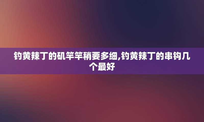钓黄辣丁的矶竿竿稍要多细,钓黄辣丁的串钩几个最好