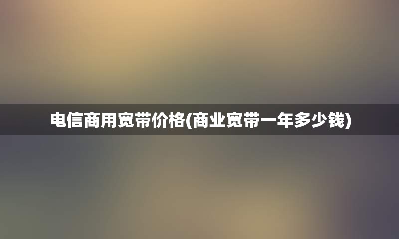 电信商用宽带价格(商业宽带一年多少钱)