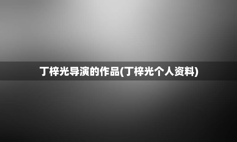 丁梓光导演的作品(丁梓光个人资料)
