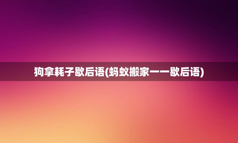 狗拿耗子歇后语(蚂蚁搬家一一歇后语)