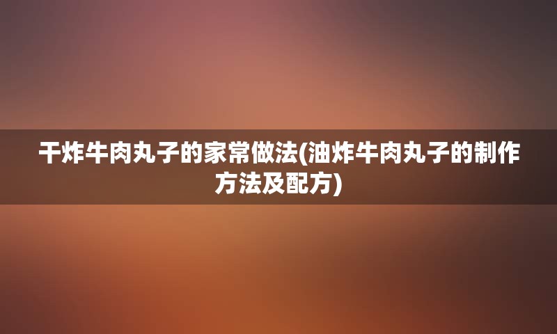 干炸牛肉丸子的家常做法(油炸牛肉丸子的制作方法及配方)