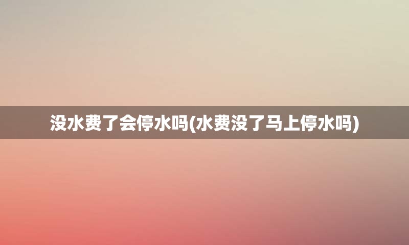 没水费了会停水吗(水费没了马上停水吗)