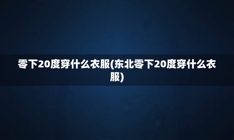 零下20度穿什么衣服(东北零下20度穿什么衣服)