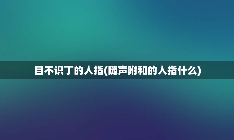 目不识丁的人指(随声附和的人指什么)