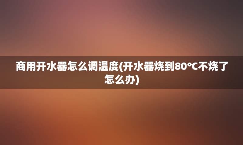 商用开水器怎么调温度(开水器烧到80℃不烧了怎么办)