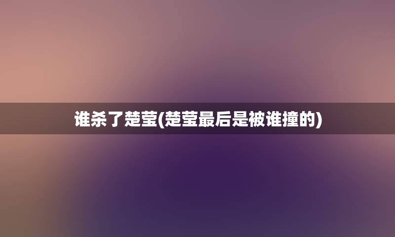 谁杀了楚莹(楚莹最后是被谁撞的)