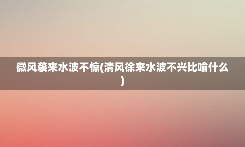 微风袭来水波不惊(清风徐来水波不兴比喻什么)