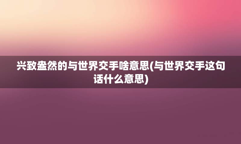 兴致盎然的与世界交手啥意思(与世界交手这句话什么意思)