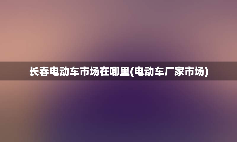 长春电动车市场在哪里(电动车厂家市场)