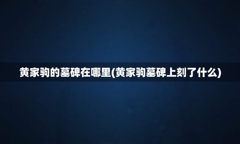 黄家驹的墓碑在哪里(黄家驹墓碑上刻了什么)