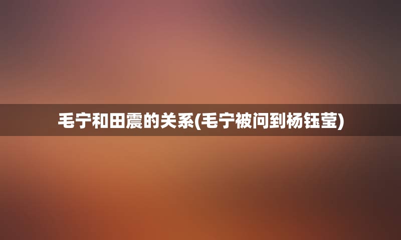 毛宁和田震的关系(毛宁被问到杨钰莹)